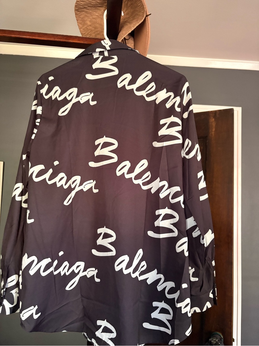 Black & White Script Print Button-Up Jacket - Picture 3 of 5
